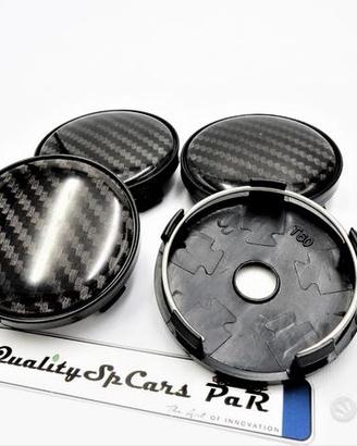 4 TAPPI Coprimozzo 60mm effetto Fibra di Carbonio