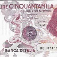 Banconota da 50.000 lire del 1992 lettera E, rara