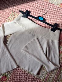 Crop Top bianco a costine