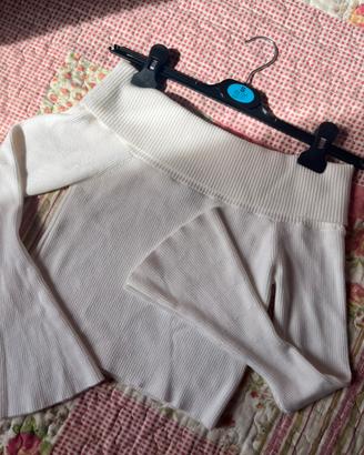 Crop Top bianco a costine