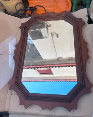 Specchio vintage da Parete con Cornice in Legno