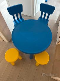 Tavolo bambini plastica con sedie e sgabelli