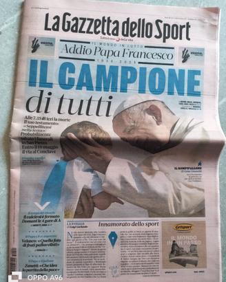 GAZZETTA 22 APRILE 2025 MORTE PAPA FRANCESCO