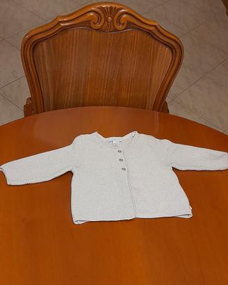 Cardigan in maglia effetto uncinetto bianco con lu