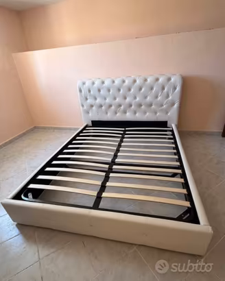 LETTO MATRIMONIALE CONTENITORE IN ECOPELLE
