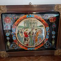 quadro antico dipinto su vetro. 
