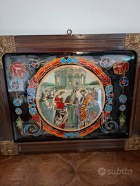 quadro antico dipinto su vetro. 
