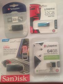 4 chiavete USB da 64, 32 e 16 Gb