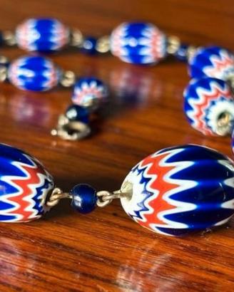 Collana vintage perle di vetro Chevron