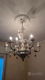 Coppia lampadari vintage in ceramica floreale