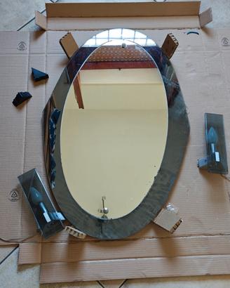Specchio ovale + 2 lampade da parete