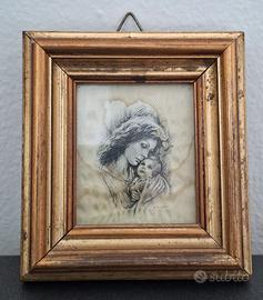 Litografia su legno madonna con bambino