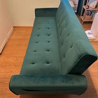 Divano Letto 3 Posti in Velluto Verde Smeraldo