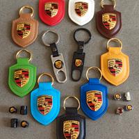 Portachiavi PORSCHE in vera pelle fiore o acciaio
