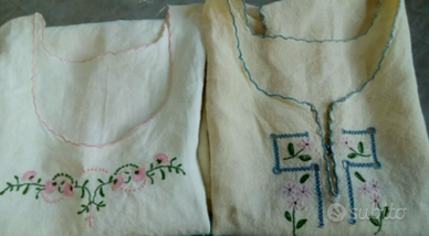 Abiti vestiti antichi donna lino canapa ricamo