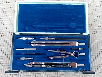 Compasso set completo vintage scatola turchese