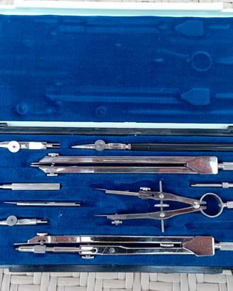 Compasso set completo vintage scatola turchese