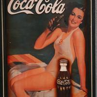 QUADRETTO PUBBLICITARIO COCA COLA ANNI '70 LEGNO