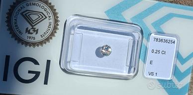 Diamante Naturale 0,25 carati, VS1, Colore E, IGI.