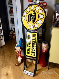 Insegna Telefonica Smaltata e bombata - Vintage