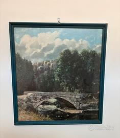 Paesaggio con ponte in pietra e fiume