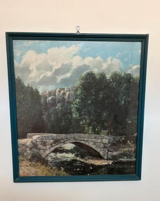 Paesaggio con ponte in pietra e fiume