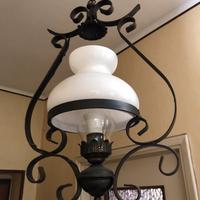 Lampade vintage ferro battuto e vetro