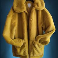 Giacca Teddy, H&M,oversize in ecopelliccia senape,