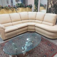 SALOTTO ANGOLO CURVO IN VERA PELLE