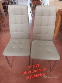 2 sedie in ecopelle e gamba cromata