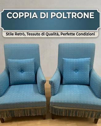 Coppia di poltrone rivestite con cuscino