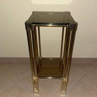 HOLLYWOOD REGENCY TAVOLINO VETRO FUME' E OTTONE