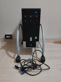 PC fisso Asus Intel core 2 con cavi e carrello