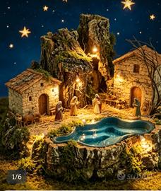 Cascata illuminata Presepe Acqua che Scorre