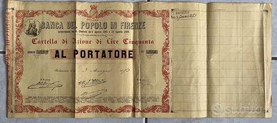 Azioni della Banca del Popolo in Firenze