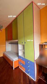 Cameretta bimbi (L’armadio/letto) 309x59x285