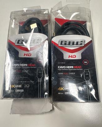 Coppia Cavi HDMI 4K GBC 2 metriNuovi in confezione