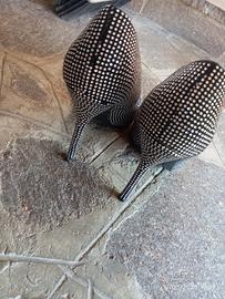 décolleté nere con strass tacco 10.5 cm