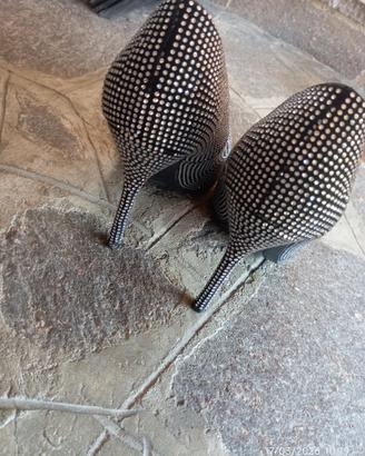 décolleté nere con strass tacco 10.5 cm