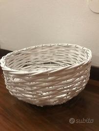 cesto rotondo in vimini bianco