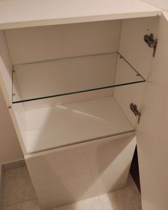 Mobile Bianco Laccato Moderno con Ripiani in Vetro