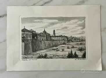 Stampa veduta di Torino R. Rolando 34,5*49,5 cm