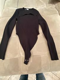 Body nero manica lunga con cut-out