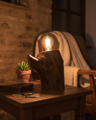 Lampada Design Rustico in Legno Massiccio