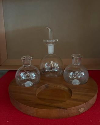 Menag Brandani in legno e sale /pepe/olio in vetro