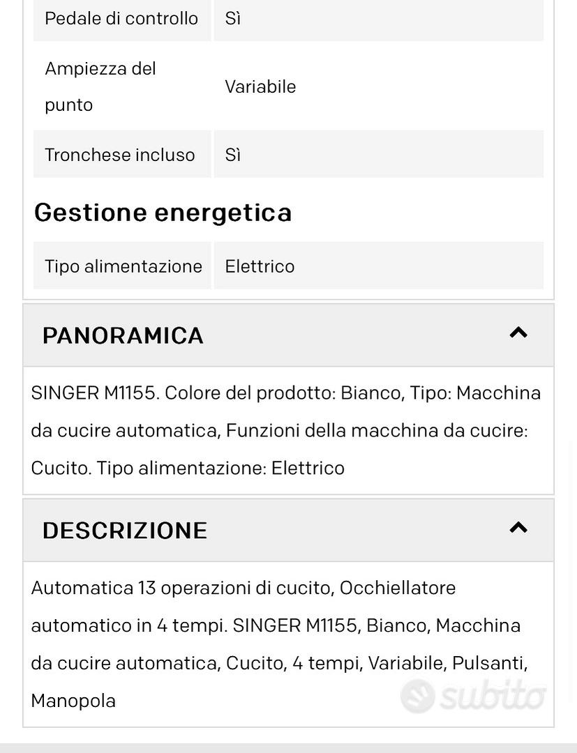 SINGER - Macchina da cucire M1155-bianco