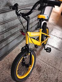 Bici bimbo gialla misura 14 con rotelle