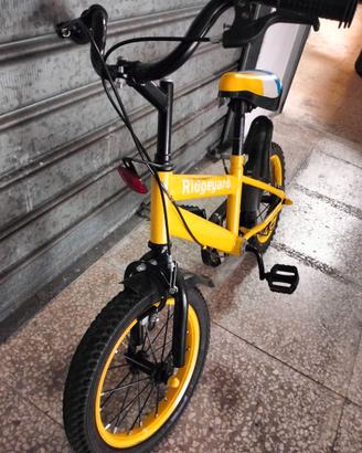 Bici bimbo gialla misura 14 con rotelle