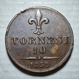Regno Due Sicilie 10 Tornesi 1859 Francesco II 