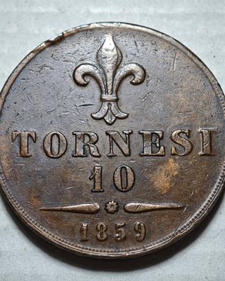 Regno Due Sicilie 10 Tornesi 1859 Francesco II 